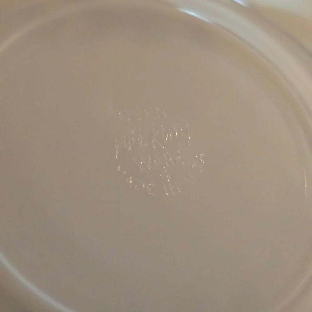 Vintage Fire-King Milk Glass Saucers Anniversary Blue Floral‎ Set of 3 USA Made
